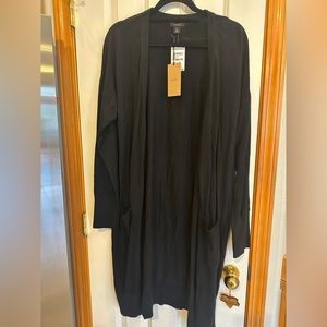 Halogen long black plus size cardigan